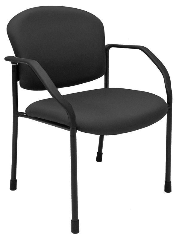 Black Fabric Guest Chair with Casters and Glides