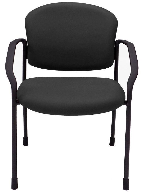 Black Fabric Guest Chair with Casters and Glides Front