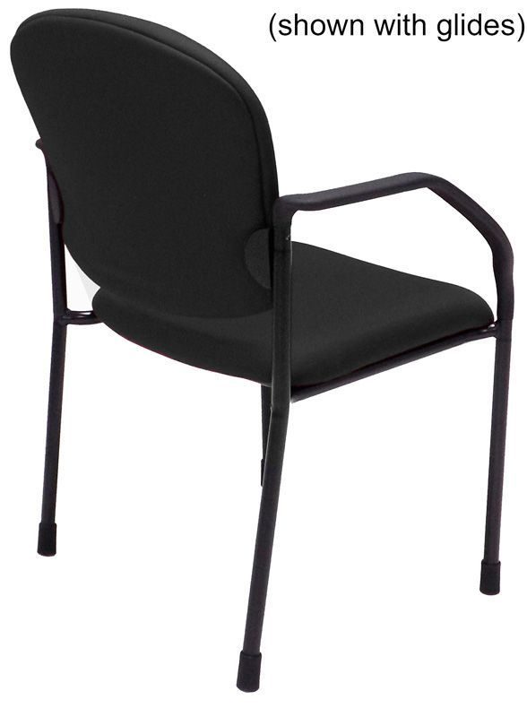 Black Fabric Guest Chair with Casters and Glides Back