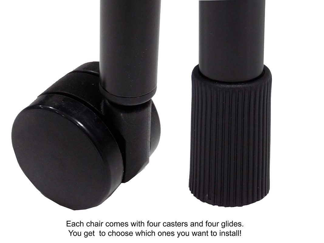 Black Fabric Guest Chair with Casters and Glides Casters and Glides