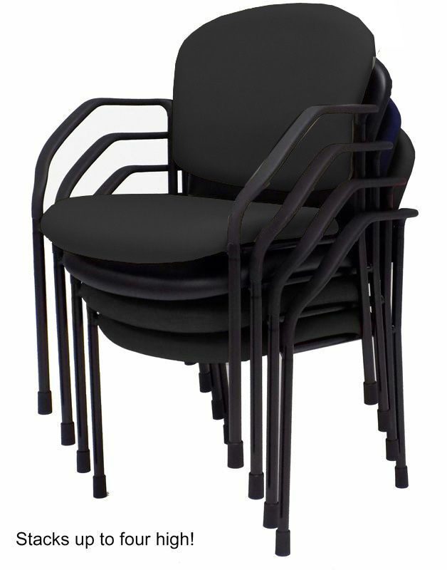 Black Fabric Guest Chair with Casters and Glides Stacked