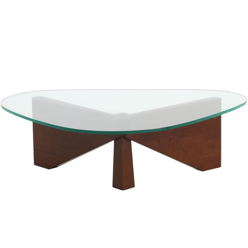 LeisureMod Imperial Triangle Coffee Table Dark Walnut