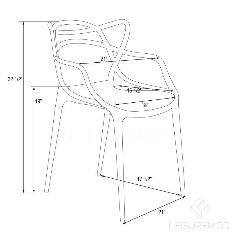 Technical drawing of a chair with dimensions labeled.