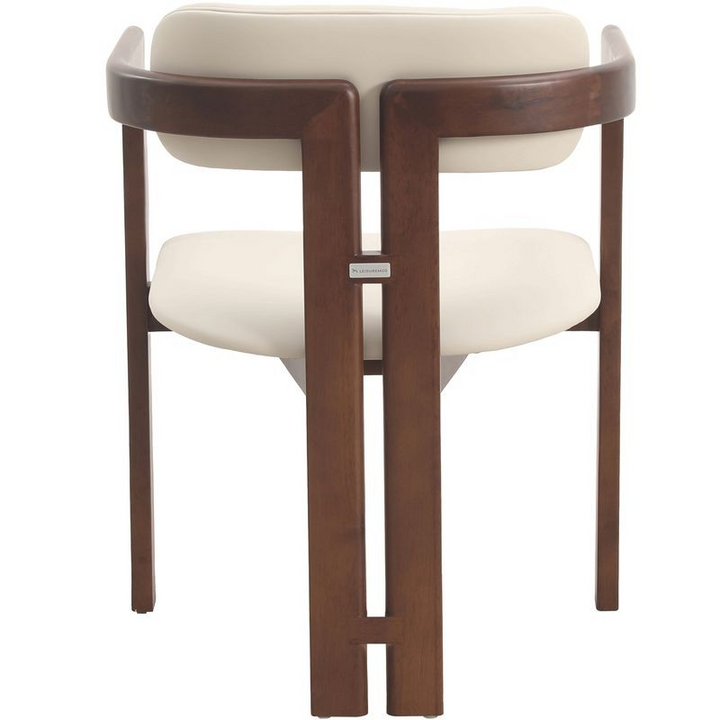 LeisureMod Velo Series Modern Dining Chair in Walnut Color Wood with Toupe Seat Back Photo.