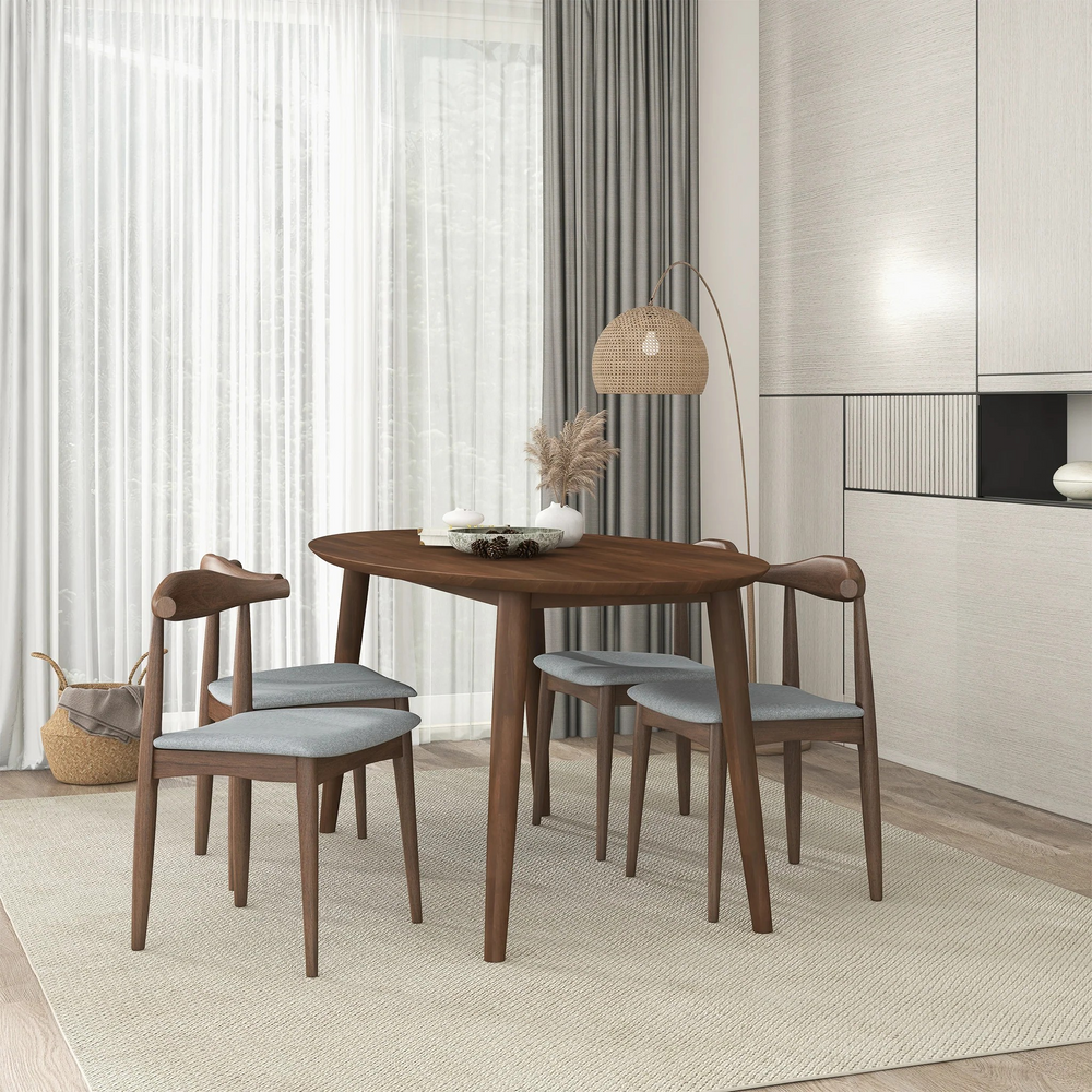 Destiny Grey Fabric Dining Chairs (Set Of 2) at Table.