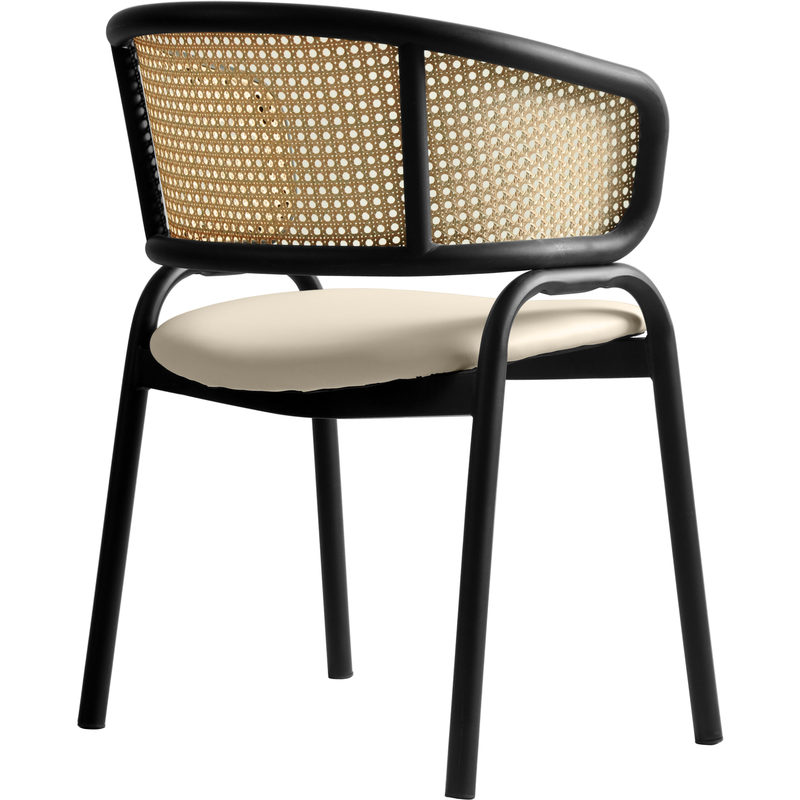 Ervilla Dining Chair Beige Leather Back Angle.