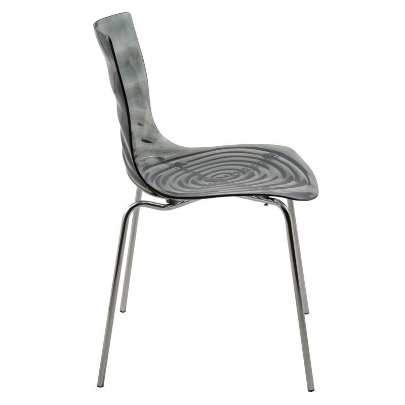 LeisureMod Astor Water Ripple Design Dining Chair Black Side View.