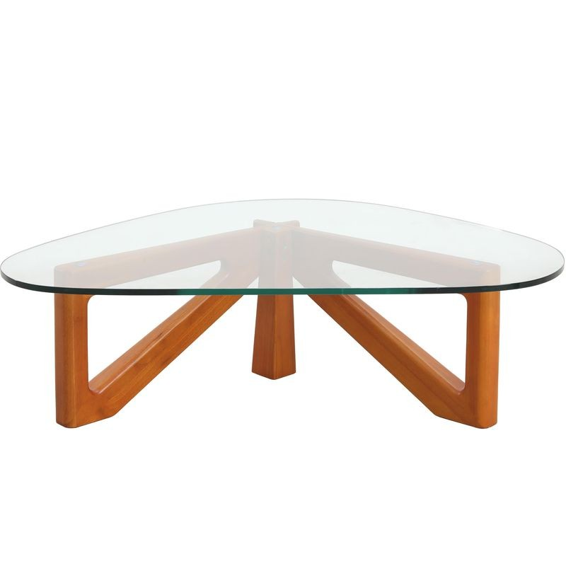 LeisureMod Imperial Triangle Coffee Table Light Walnut