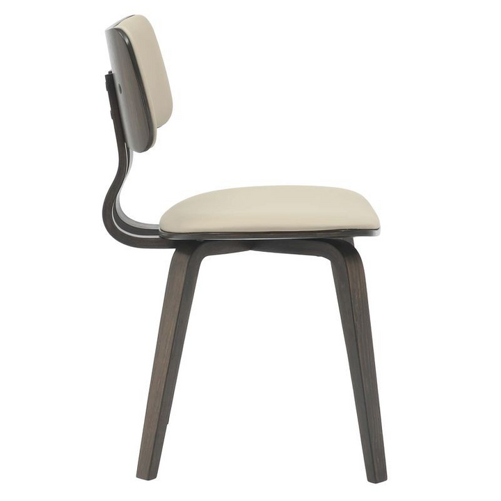 Modern Wooden Dining Chair with Dark Walnut Color Frame in Taupe in the Clivo Collection Side View.