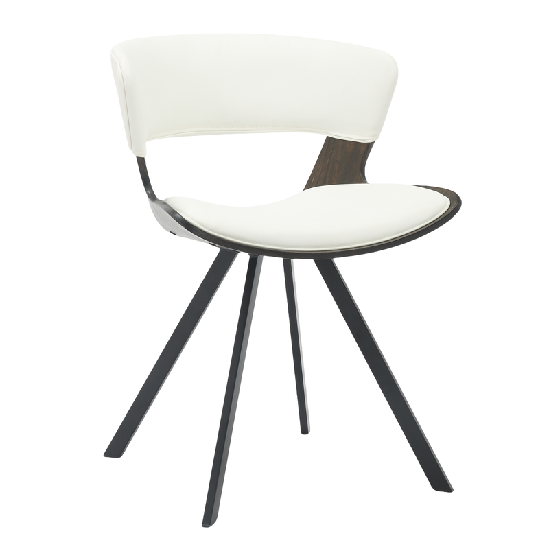 LeisureMod Wooden Dining Chair Modern style Nymia Collection Walnut Glazed Color in White