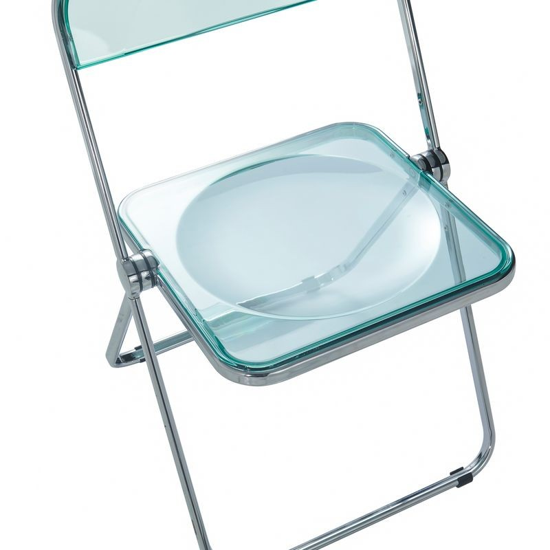 LeisureMod Lawrence Acrylic Folding Chair with Metal Frame Closeup.
