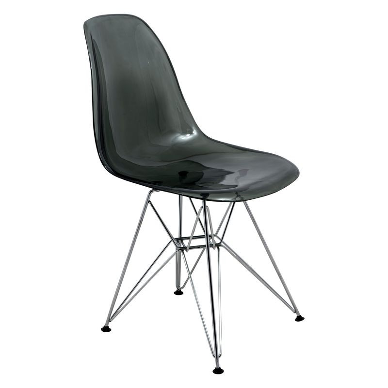 LeisureMod Cresco Molded Eiffel Side Chair Transparent Black