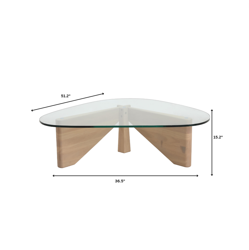 LeisureMod Imperial Triangle Coffee Table Natural Wood Dimensions.