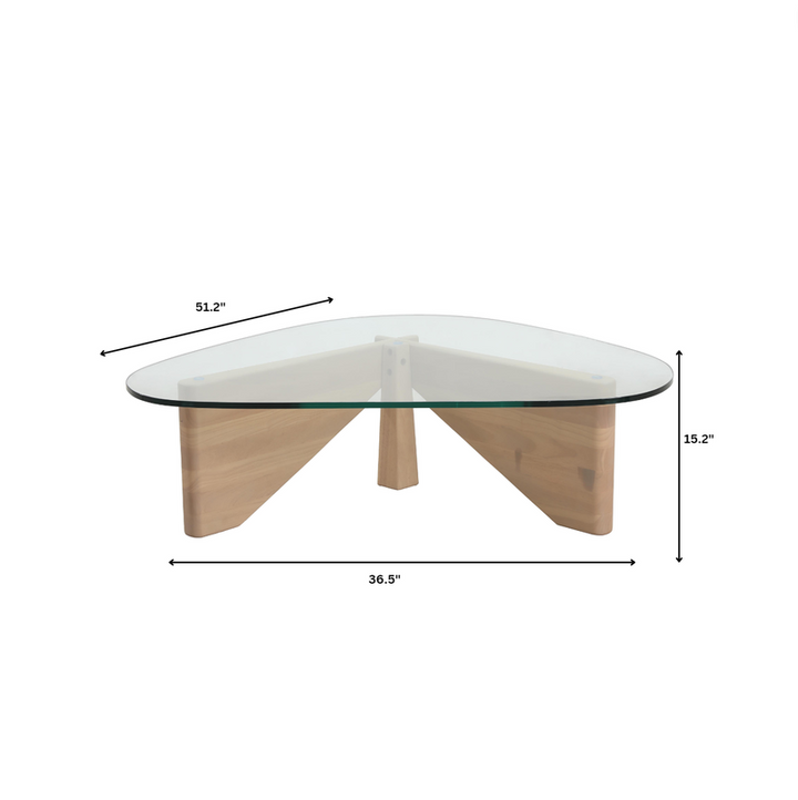 LeisureMod Imperial Triangle Coffee Table Natural Wood Dimensions.