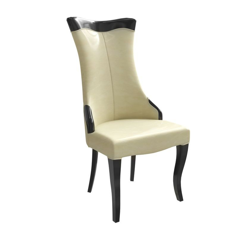 LeisureMod Novara Collection Modern Wooden Dining Chair in Light Cream