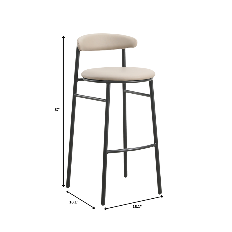 LeisureMod Lume Collection Modern Bar Stool in Dark Taupe Dimensions.