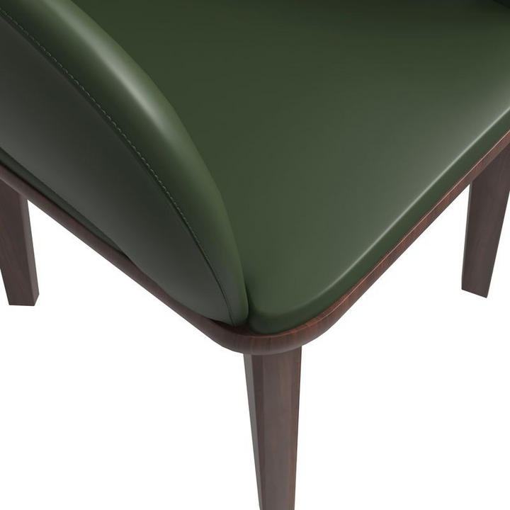 LeisureMod Vivara Collection Modern Dining Chair in Dark Green Closeup.
