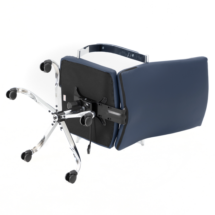 LeisureMod Sonora Modern High-Back Leather Office Chair Navy Blue Bottom.
