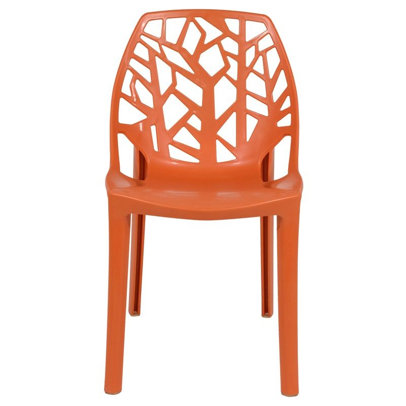 LeisureMod Modern Cornelia Dining Chair Solid Orange Front View.