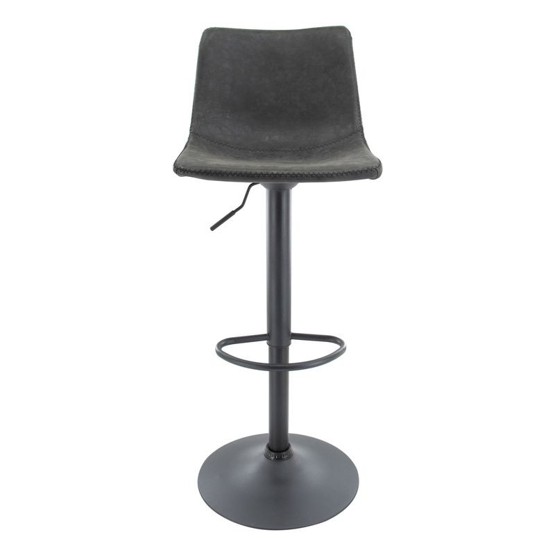 LeisureMod Tilbury Modern Adjustable Bar Stool with Footrest and 360-Degree Swivel in Charcoal Black Front View.