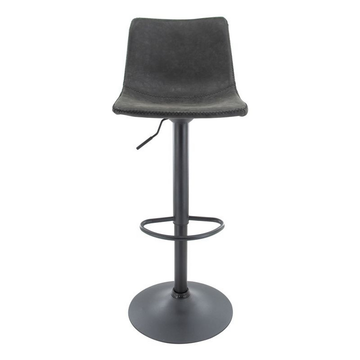 LeisureMod Tilbury Modern Adjustable Bar Stool with Footrest and 360-Degree Swivel in Charcoal Black Front View.