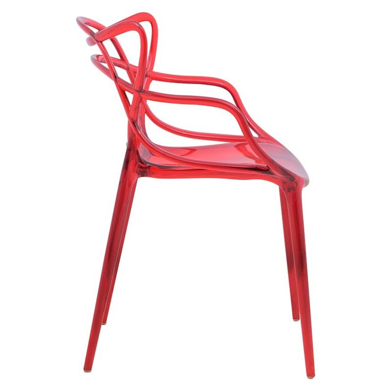 LeisureMod Milan Modern Wire Design Chair Red Side View.