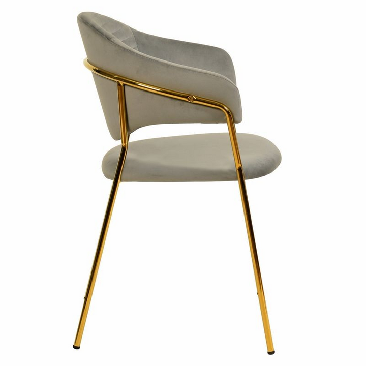 LeisureMod Bella Collection Modern Dining Chair in Light Grey Side View.
