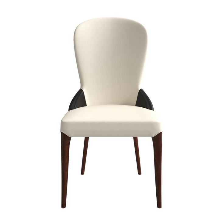 LeisureMod Havana Collection Modern Wooden Dining Chair in Black/White Front.