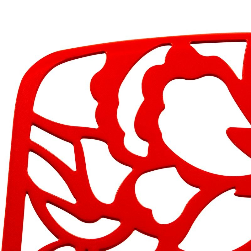 LeisureMod Modern Devon Aluminum Chair Red Closeup.