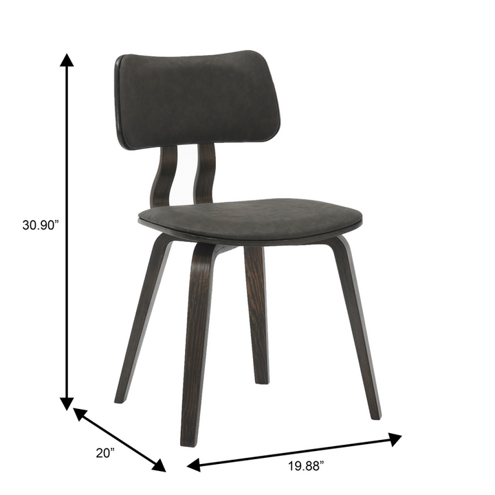 Black chair with dimensions indicated on a white background.