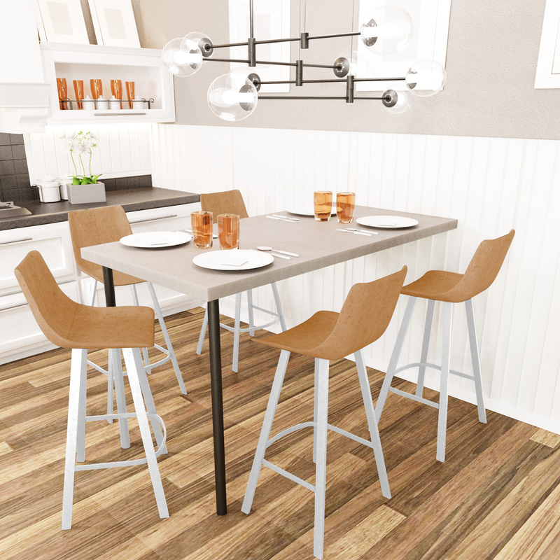 Elland Bar Stool Light Brown with White Base at Table.