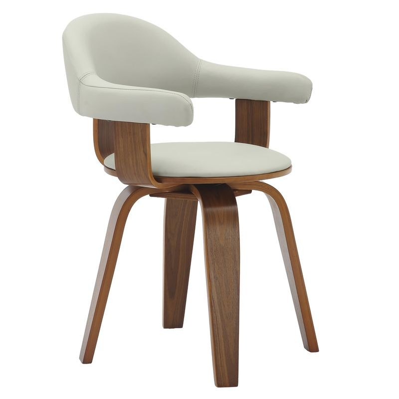Modern Wooden Dining Chair with Walnut Color Frame in Grey from the Brivo Collection Side View.