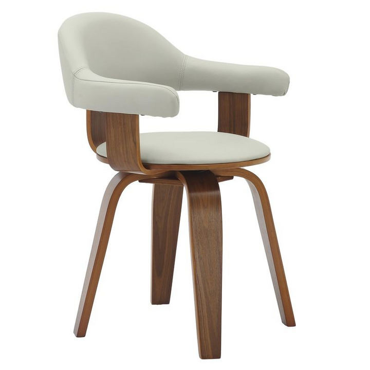 Modern Wooden Dining Chair with Walnut Color Frame in Grey from the Brivo Collection Side View.