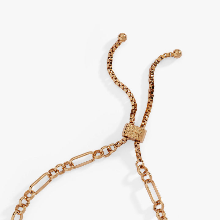 Puffy Heart Gemstone and Pearl Chain Bolo Bracelet