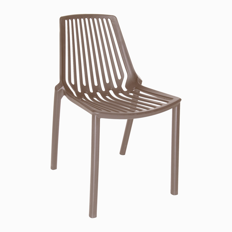 LeisureMod Acken Plastic Stackable Dining Chair Taupe