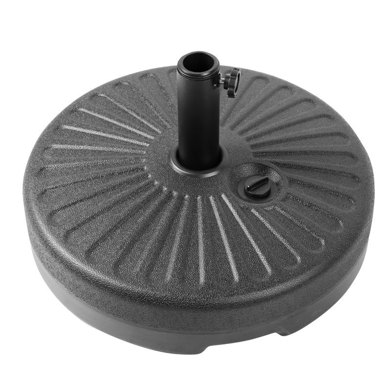 LeisureMod Bovilar Modern Outdoor Patio 20" Round Fillable Free Standing Umbrella Base Black Photo.