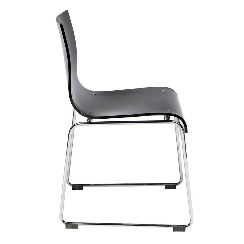 LeisureMod Lima Modern Acrylic Chair Transparent Black Side View.