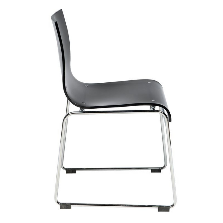 LeisureMod Lima Modern Acrylic Chair Transparent Black Side View.