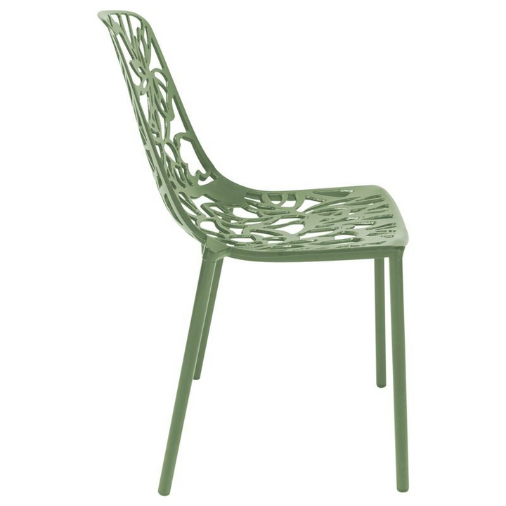 LeisureMod Modern Devon Aluminum Chair Khaki Green Side View.