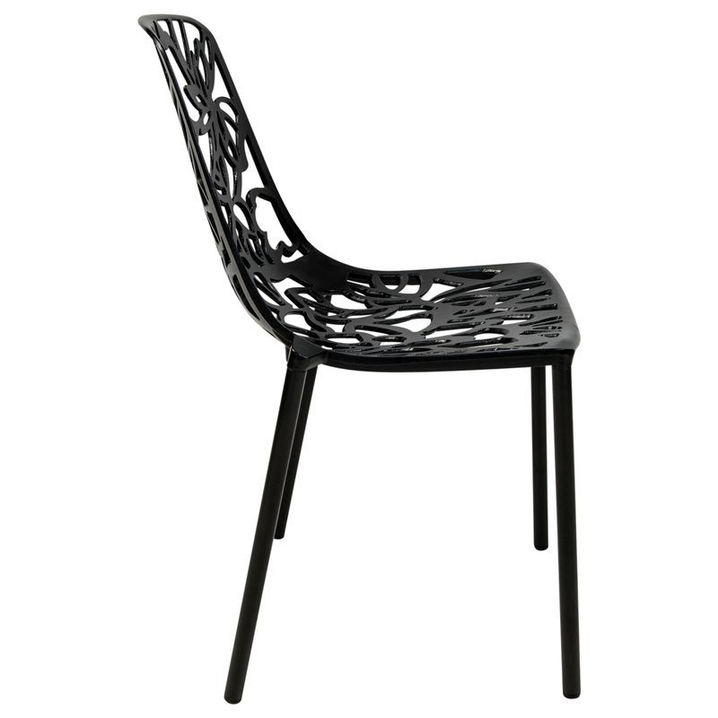 LeisureMod Modern Devon Aluminum Chair Black Side View.