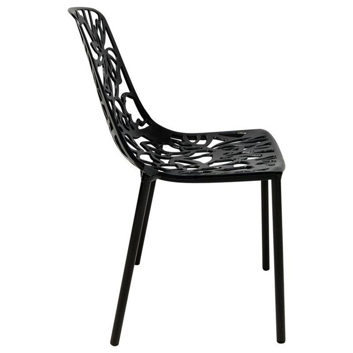 LeisureMod Modern Devon Aluminum Chair Black Side View.