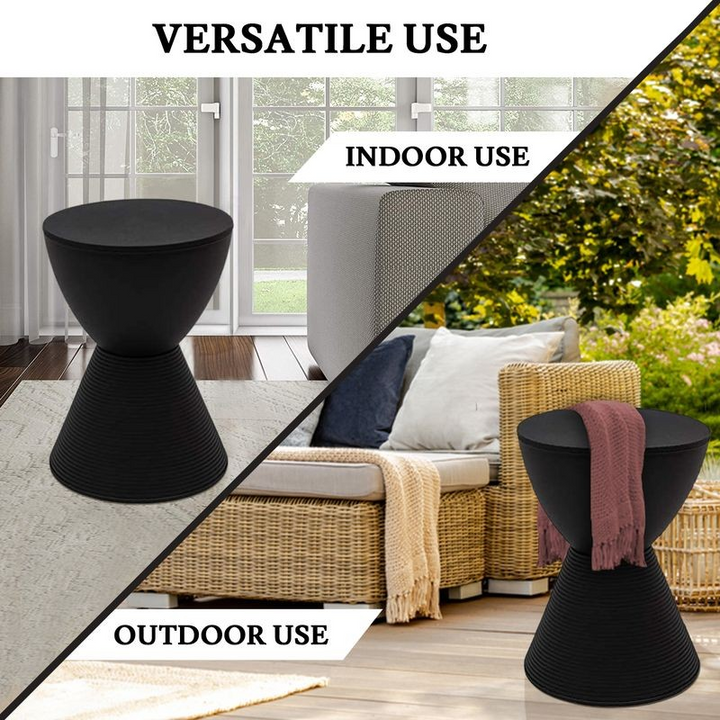 LeisureMod Modern Round Boyd Side Table Black Details.
