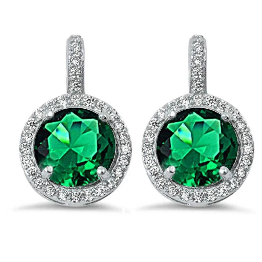 Emerald Green Drop Earrings - Flawless Green Sparkle for a Little Luck
