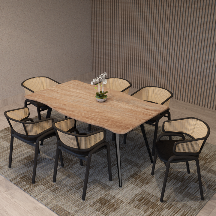 Leisuremod Ervilla Modern Dining Chair with Stainless Steel Legs Velvet Seat and Wicker Back Black Set of 2