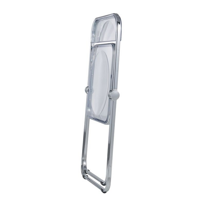 LeisureMod Lawrence Acrylic Folding Chair with Metal Frame Folded.