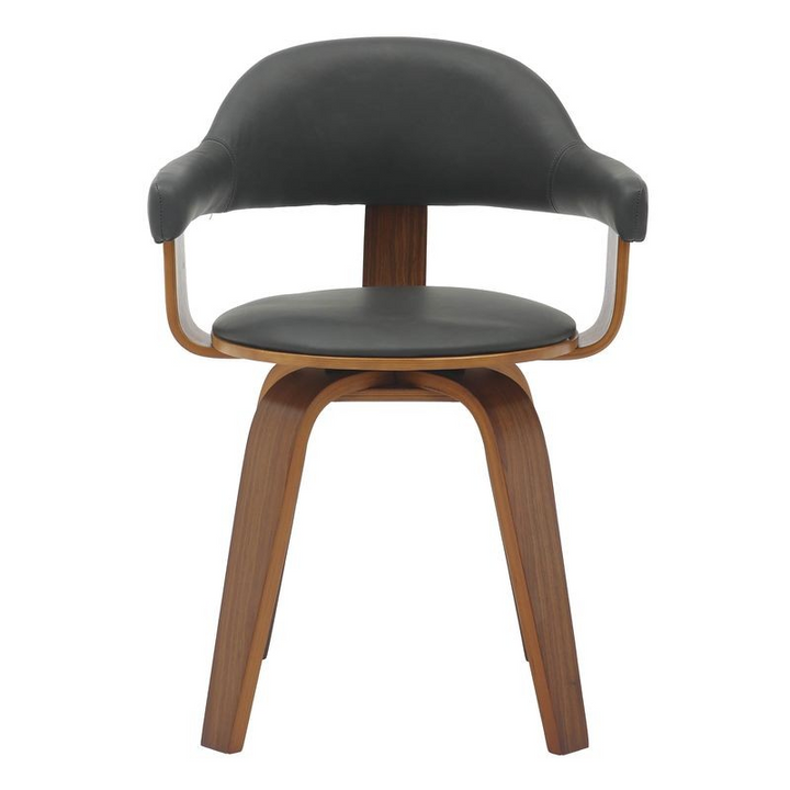 Modern Wooden Dining Chair with Walnut Color Frame in Black from the Brivo Collection Front View.