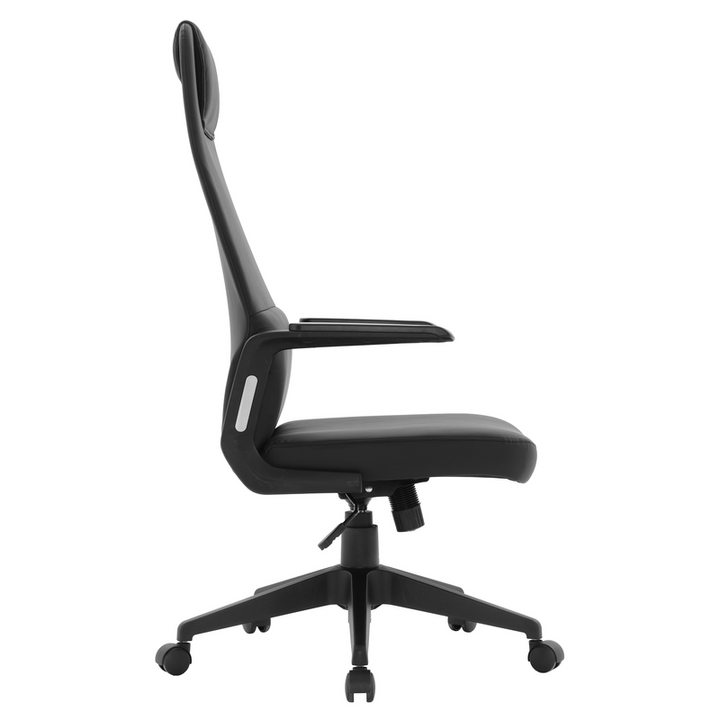 LeisureMod Nexa Collection Modern Office Chair in Black Side View.