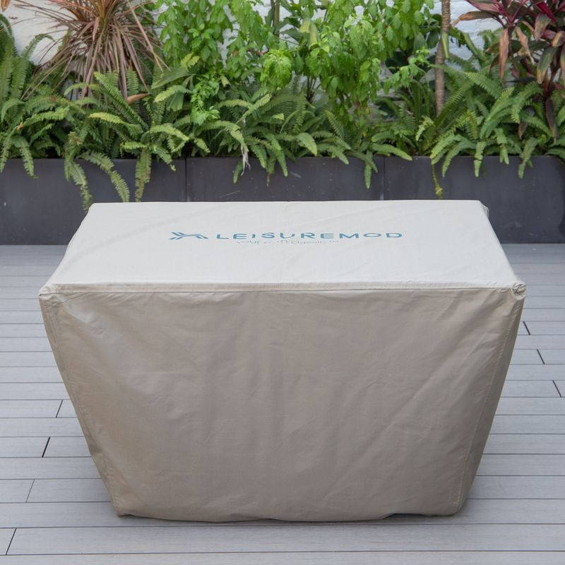 LeisureMod Chelsea Waterproof Fabric Rectangle Fire Pit Table Cover Brown on Fire Pit.