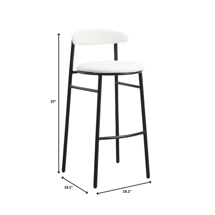 LeisureMod Lume Collection Modern Bar Stool in White Dimensions.
