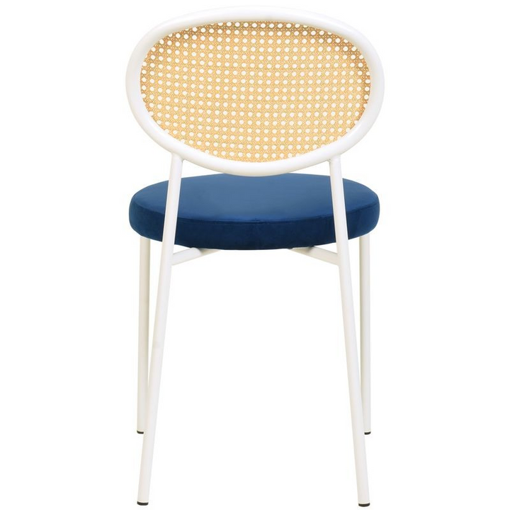 LeisureMod Euston Collection Modern Dining Chair White Frame in Navy Blue Set of 2 Back View.